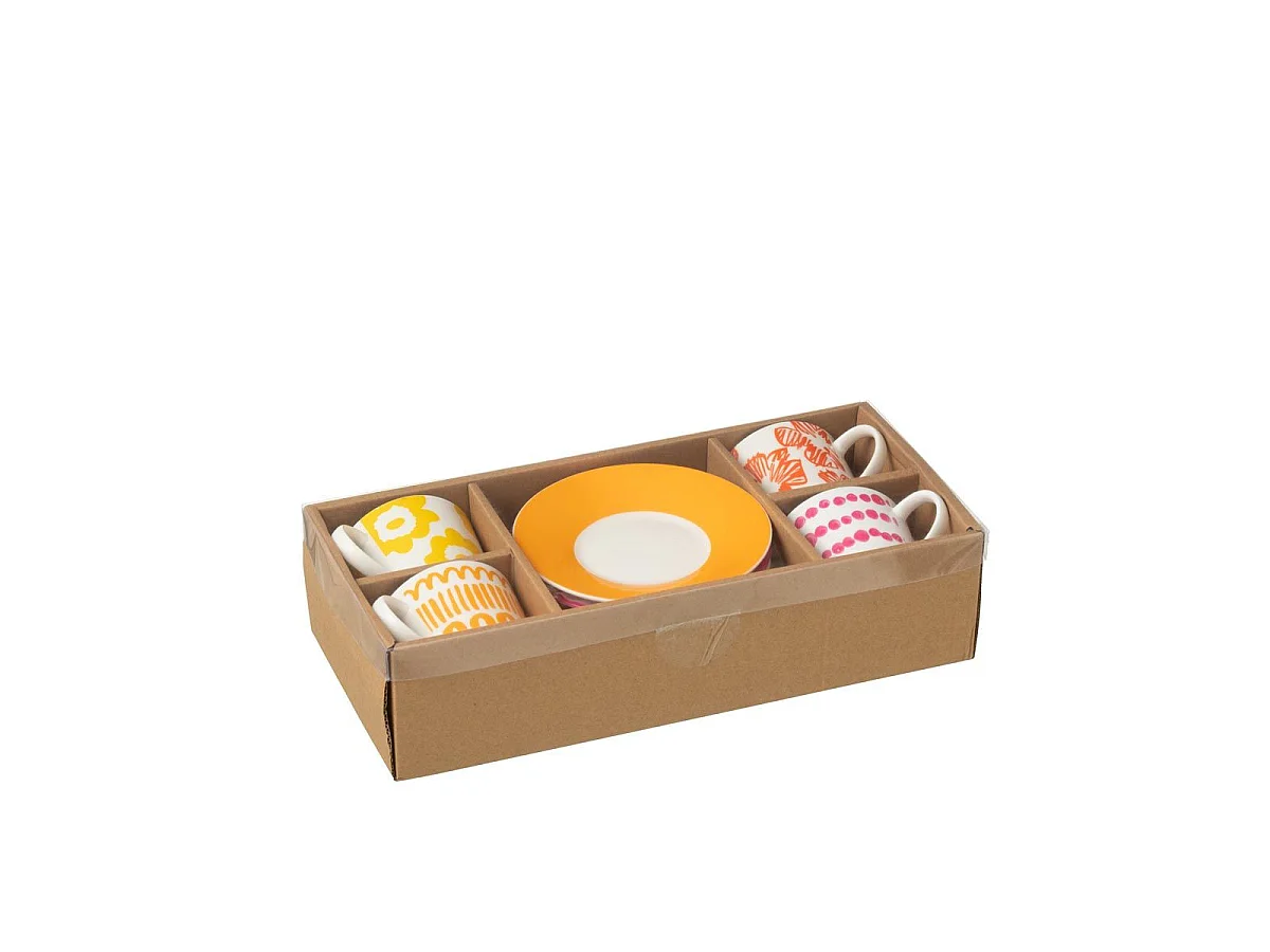 Lot de 4 Tasses & Sous-Tasses "Fiesta Sud" 9Cl Multicolore