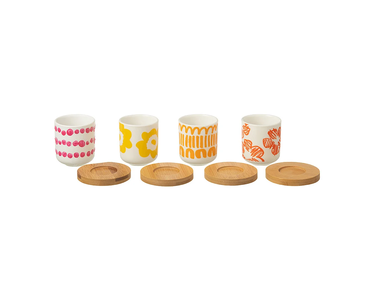 Lot de 4 Tasses à Café & Sous-Tasses "Fiesta Sud" 10cl Multicolore