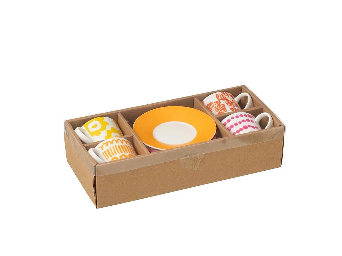 Lot de 4 Tasses & Sous-Tasses "Fiesta Sud" 22Cl Multicolore