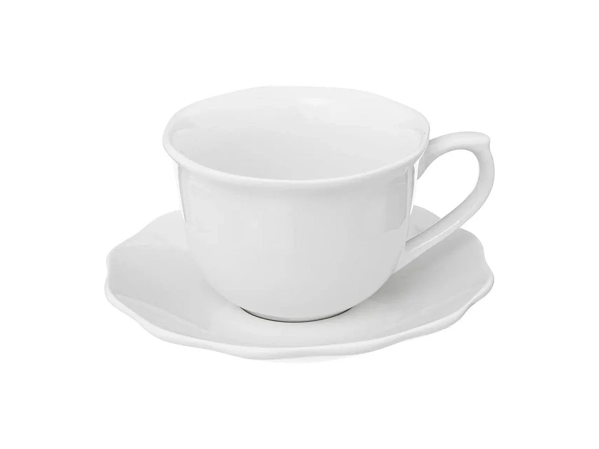 Lot de 6 Tasses & Sous Tasses "Alma" 23cl Blanc