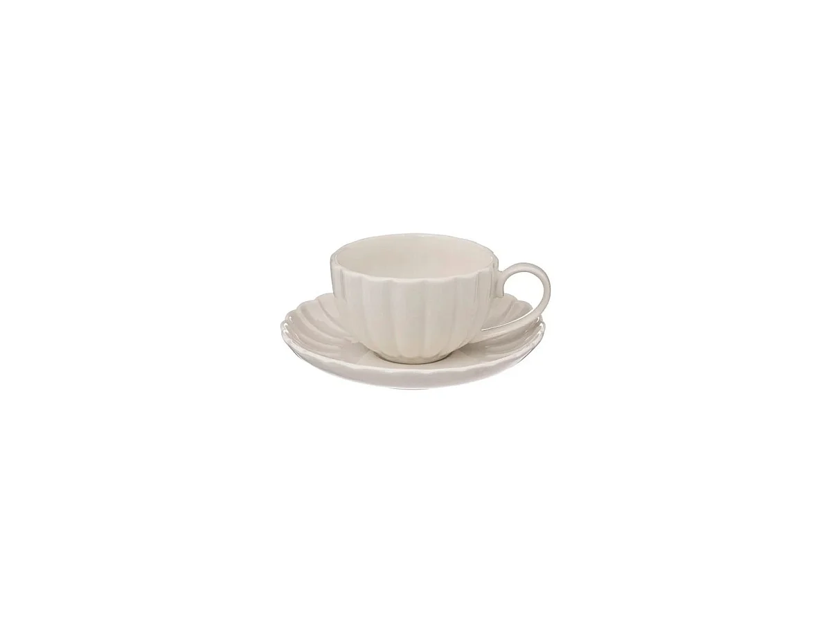 Lot de 6 Tasses & Sous-Tasses "Romy" 9cm Blanc