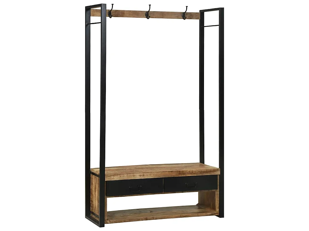 Porte-vêtements avec tiroir Marron Bois de manguier massif