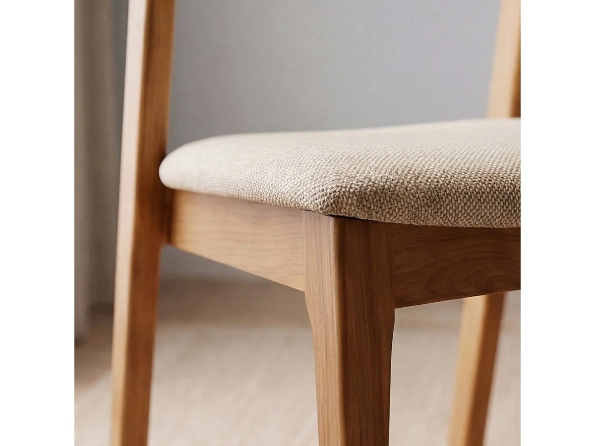 Chaise en bois de chêne et tissu Teddy (lot de 2)