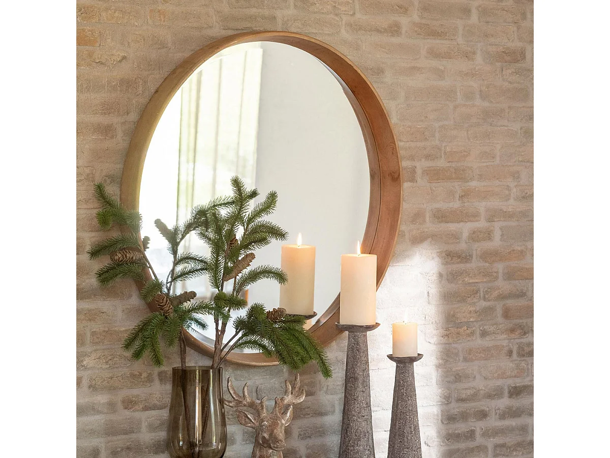 Miroir Mural en Bois "Chalet" 91cm Naturel