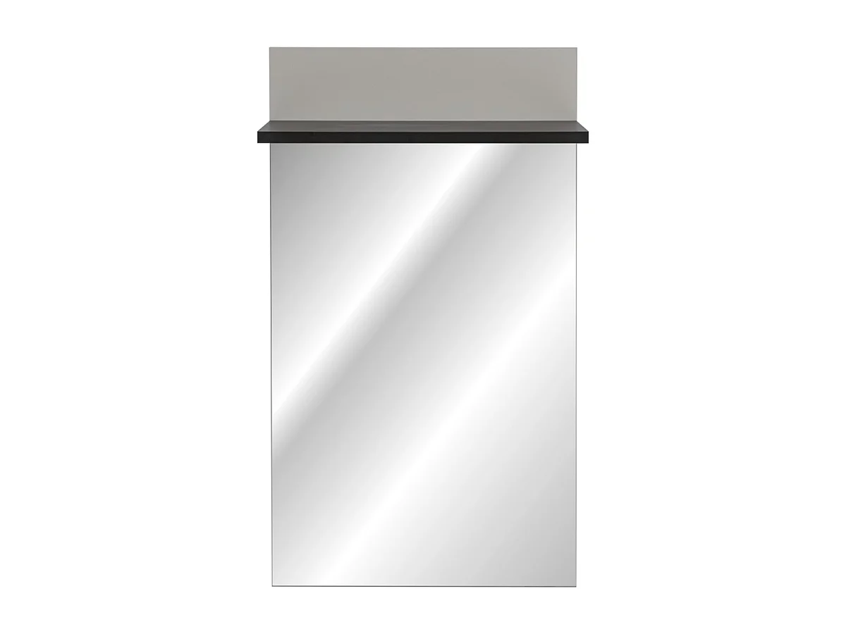 Miroir Mural Avec Étagère "Hugo" 107cm Gris & Noir