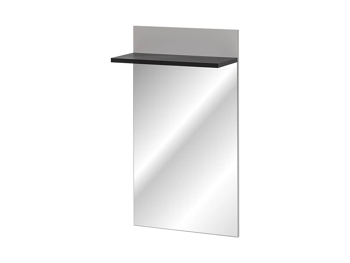 Miroir Mural Avec Étagère "Hugo" 107cm Gris & Noir