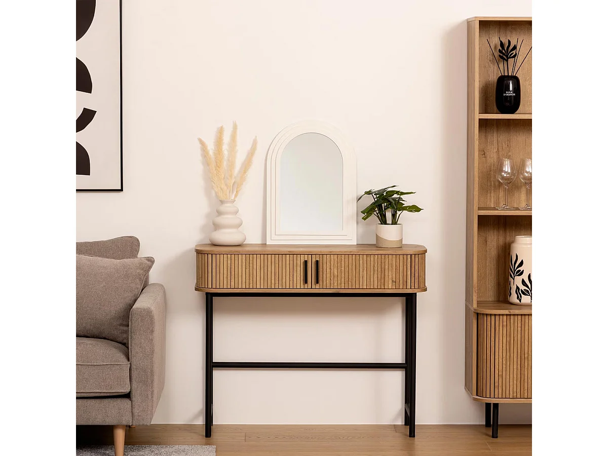 Miroir Mural en Bois "Emily" 55cm Blanc