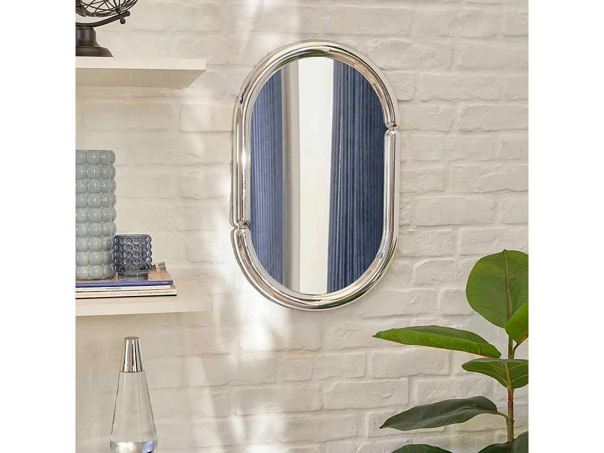 Miroir Mural Ovale "Micaela" 55cm Argent