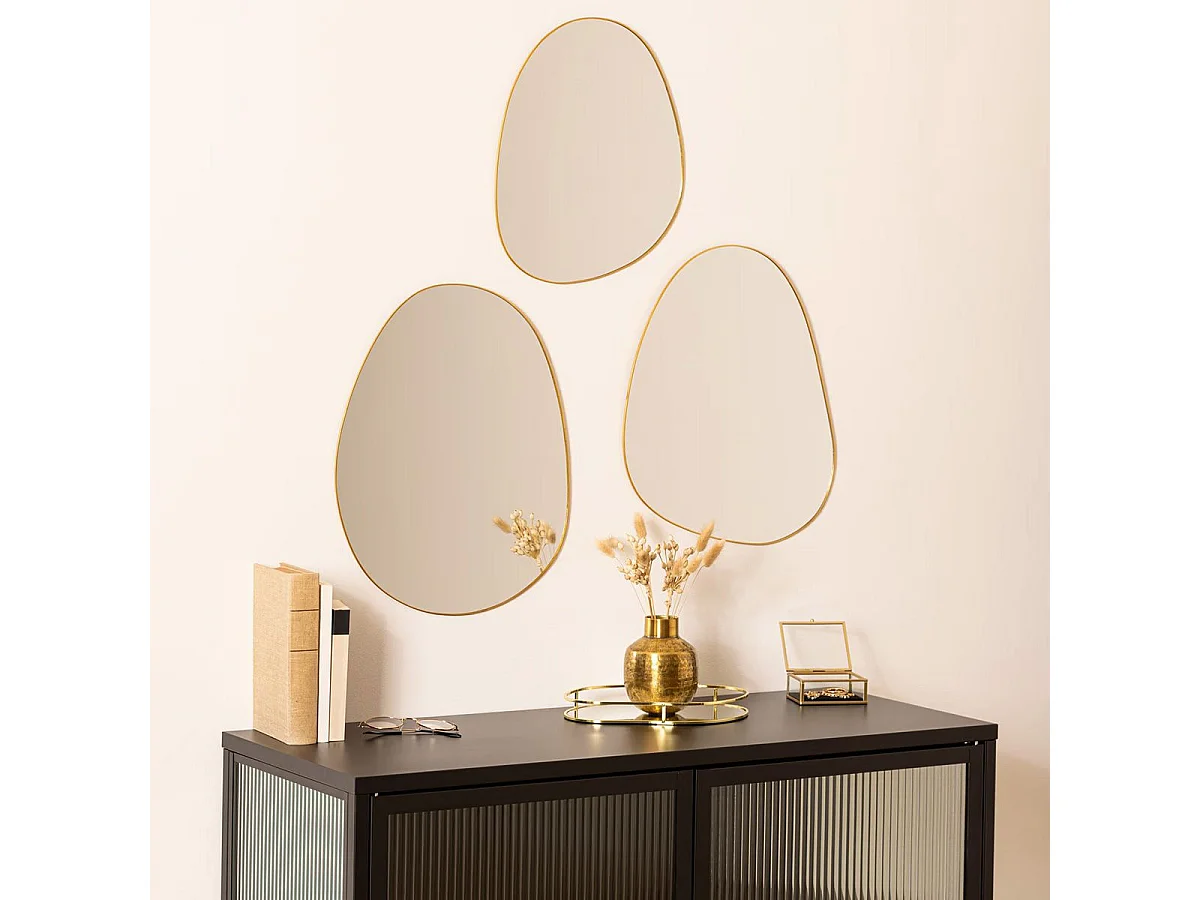 Lot de 3 Miroirs Organisateurs "Lida" 47cm Or