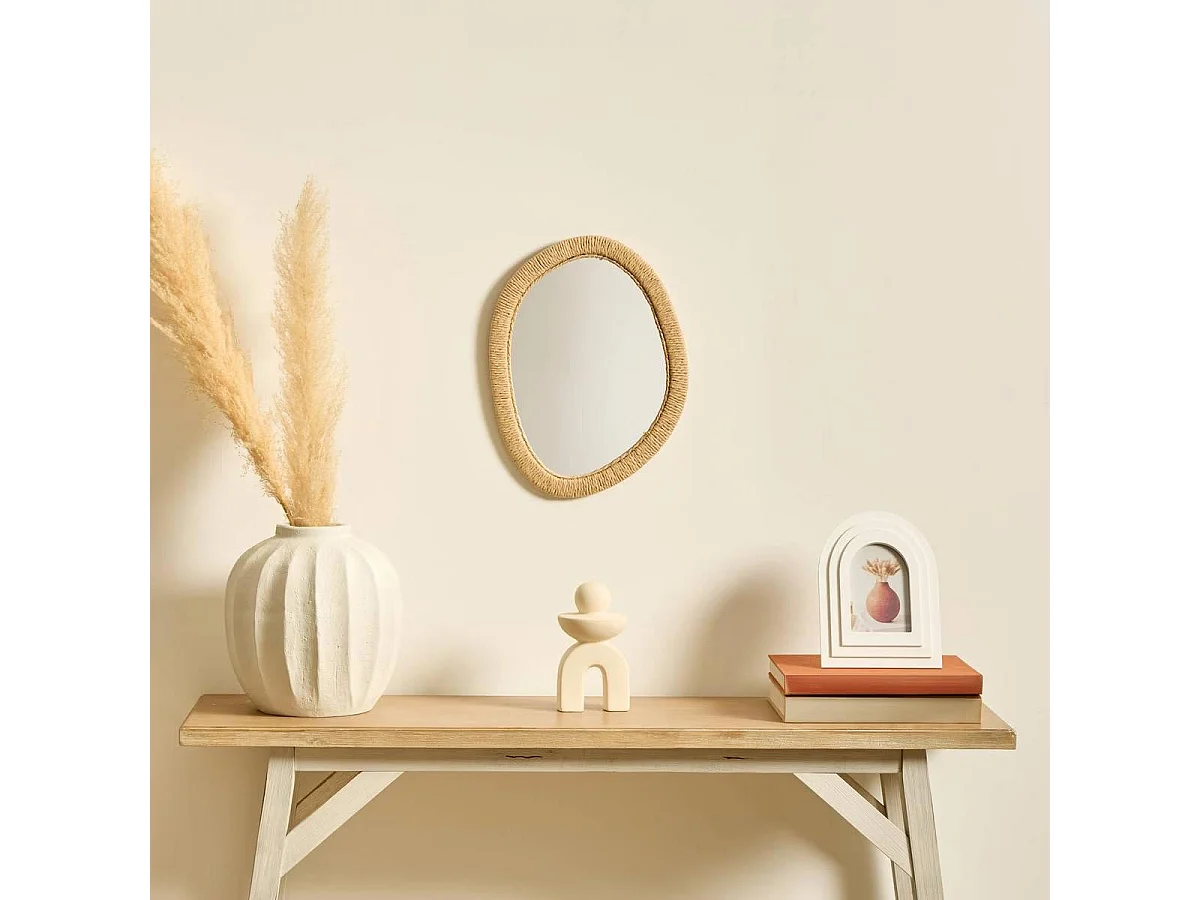 Miroir Design Effet Corde "Tilia" 40cm Naturel