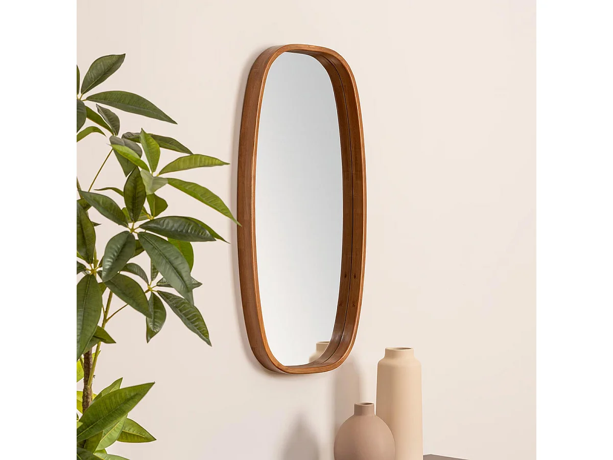 Miroir Mural Ovale "Jasna" 80cm Marron