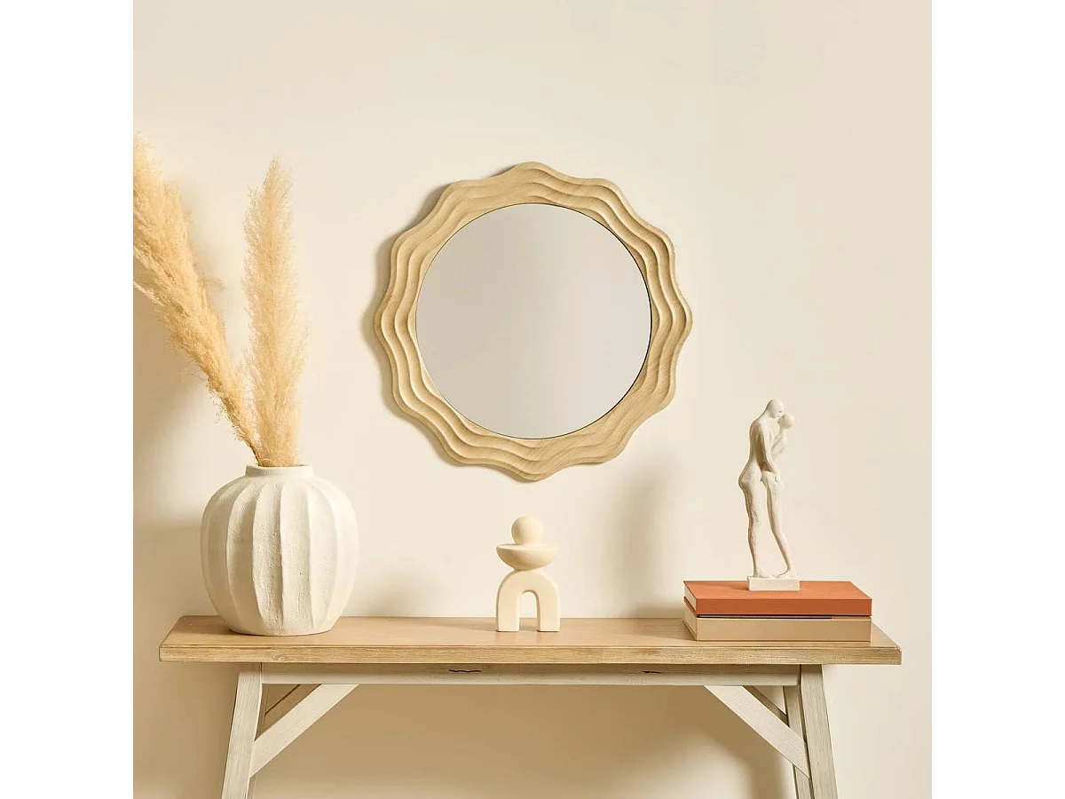 Miroir Design Vague "Charlie" 55cm Beige