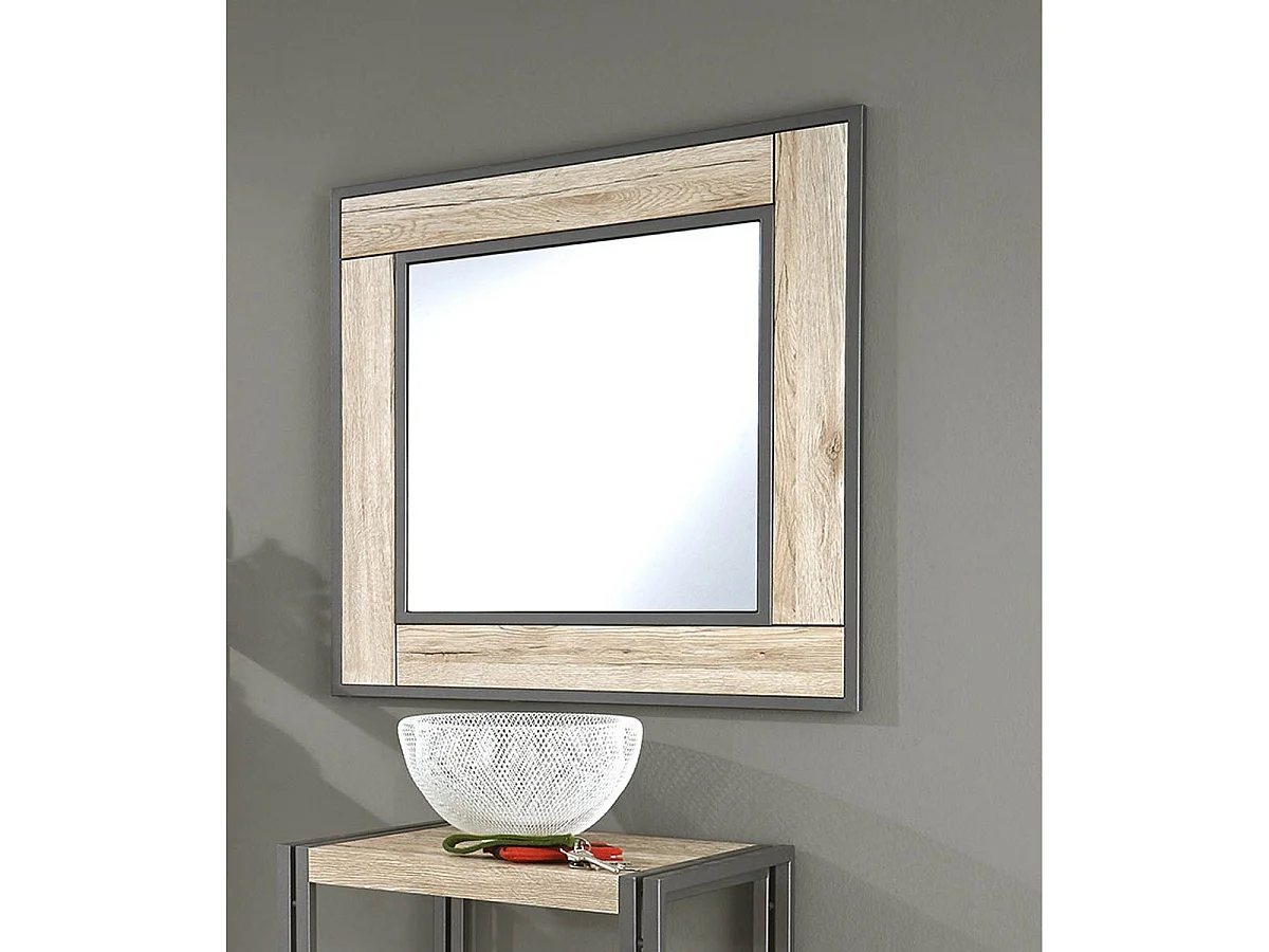 Miroir Mural "Anabelle" 70cm Chêne & Gris