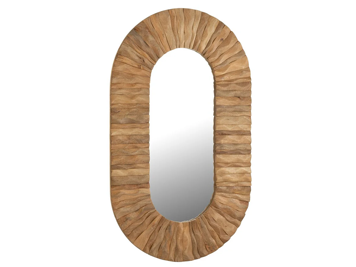 Miroir Mural Ovale en Bois "Curve" 152cm Naturel