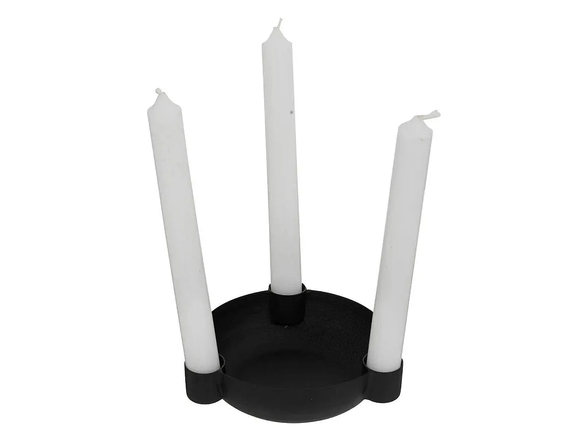 Bougeoir 3 Bougies en Métal "Jiling" 14cm Noir