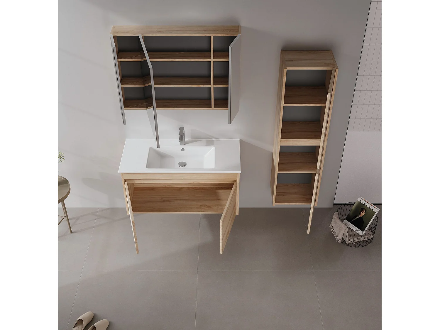 Waschtischunterschrank "Side 100 v3" – 100 x 45 x 52 cm – Eiche
