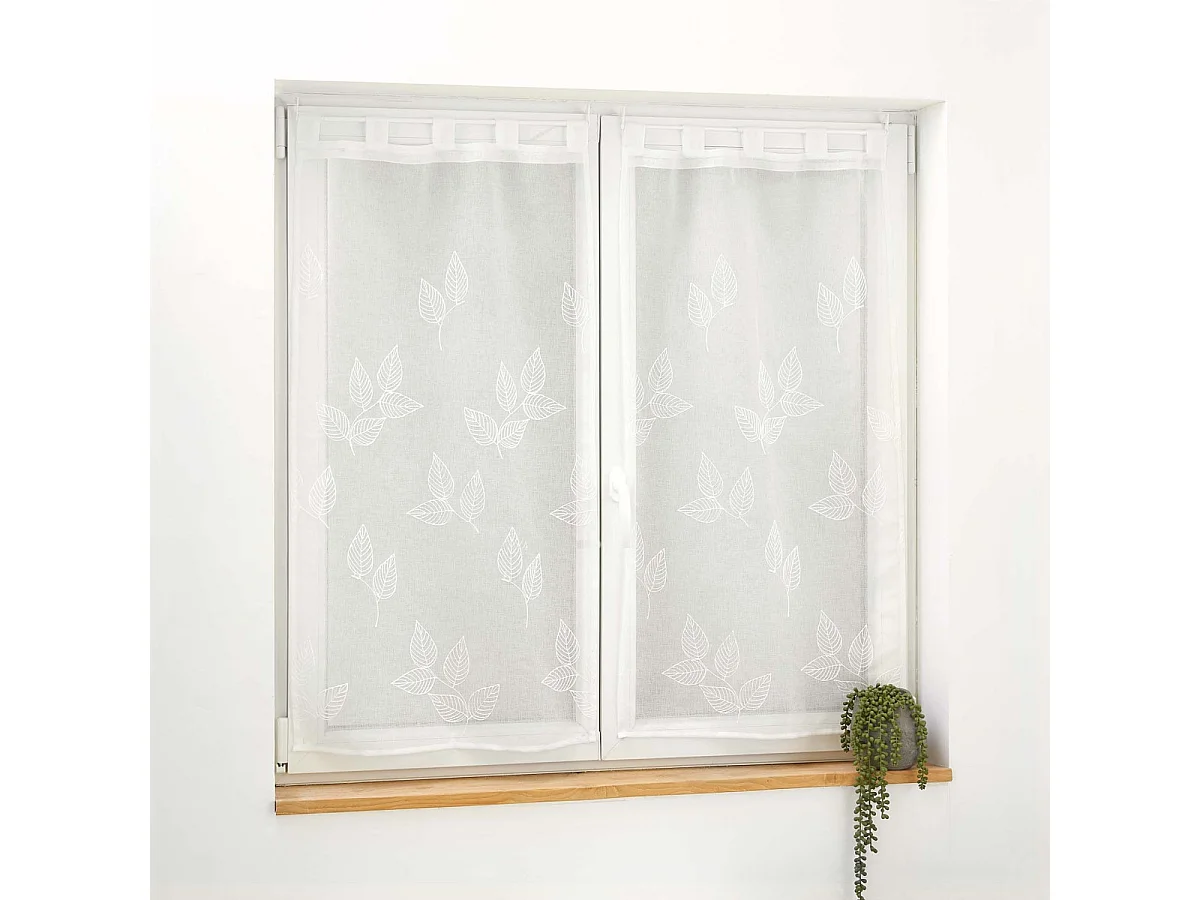 Paire de Voilages Brodés "Berry" 60x90cm Blanc