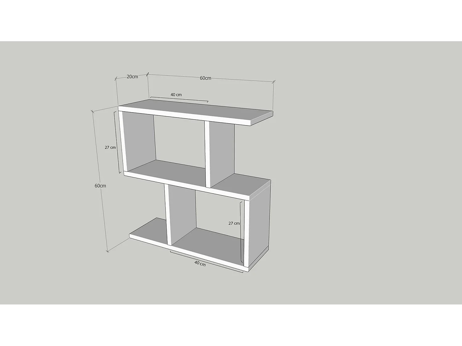 Moderne antraciet houten bijzettafel "Life" - 60 x 20 x 60 cm met 2.0 planken
