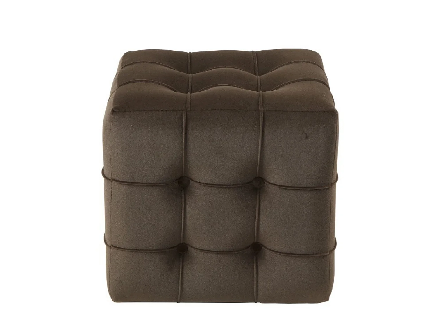 Pouf en velours "Lizbon" - 42 x 42 x 42 cm - Marron