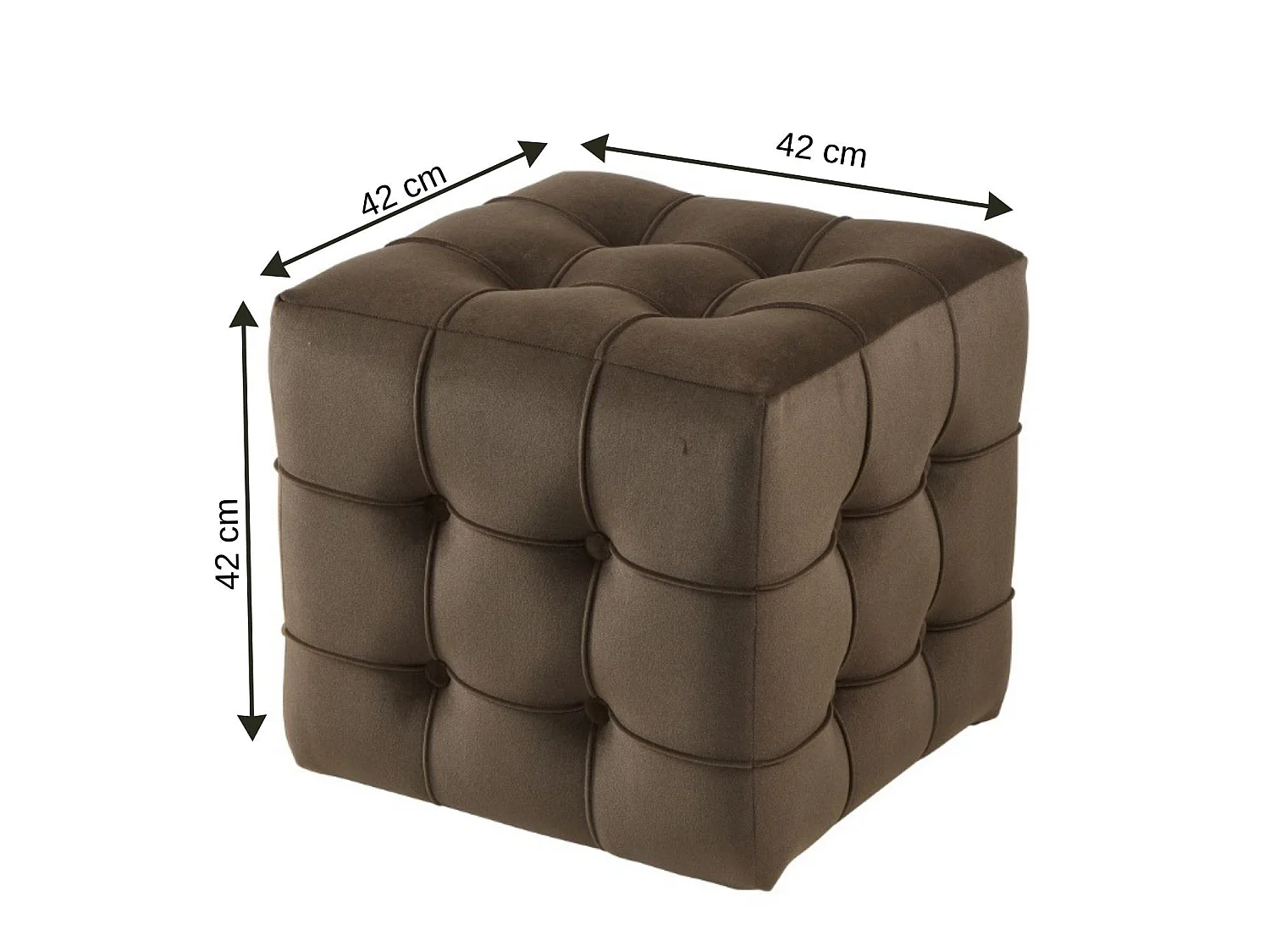 Pouf en velours "Lizbon" - 42 x 42 x 42 cm - Marron