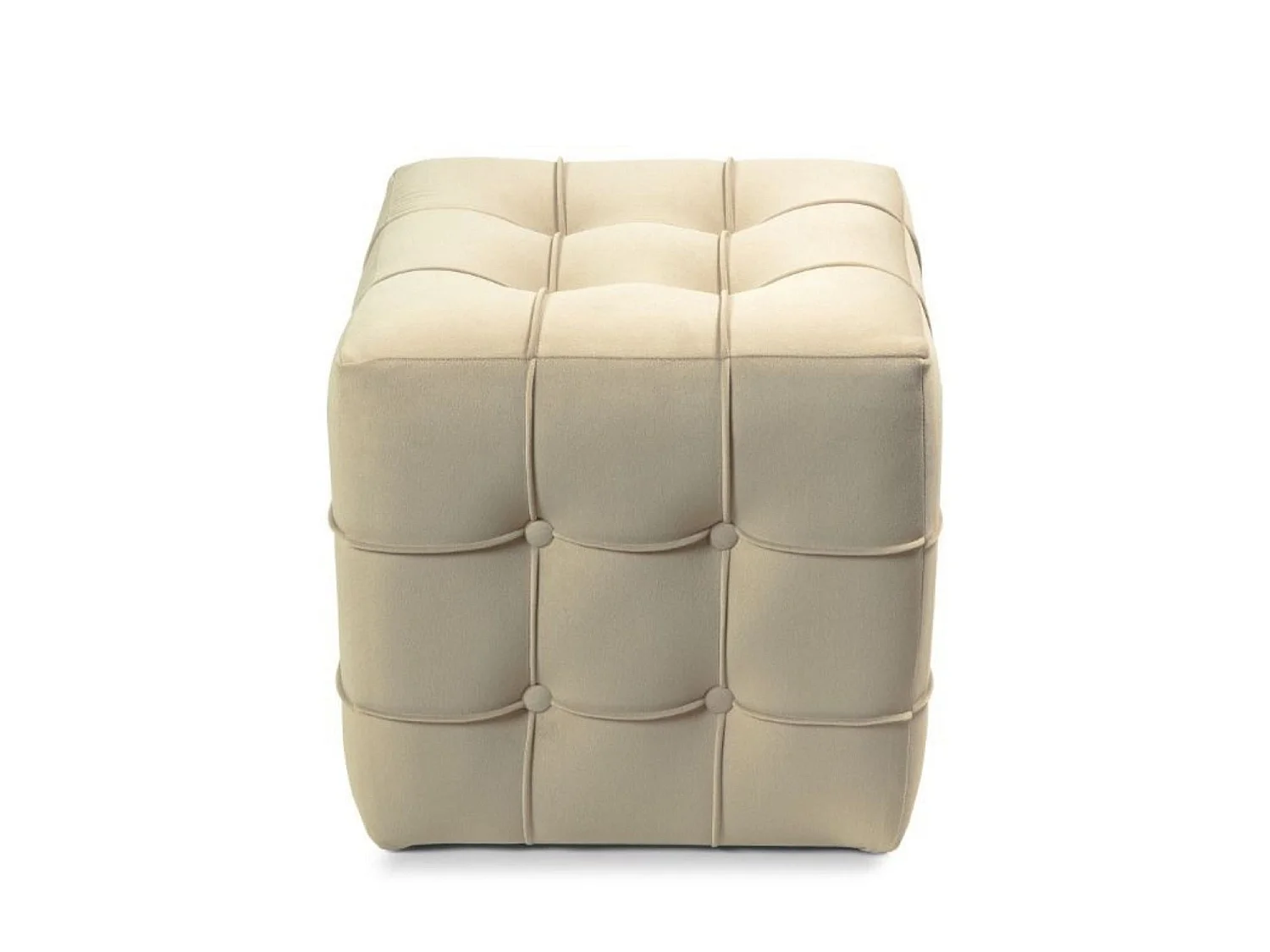 Pouf Élégant en Velours "Lizbon" - Crème - 42 x 42 x 42 cm - Cadre Robuste, Mousse Douce, Facile à Nettoyer