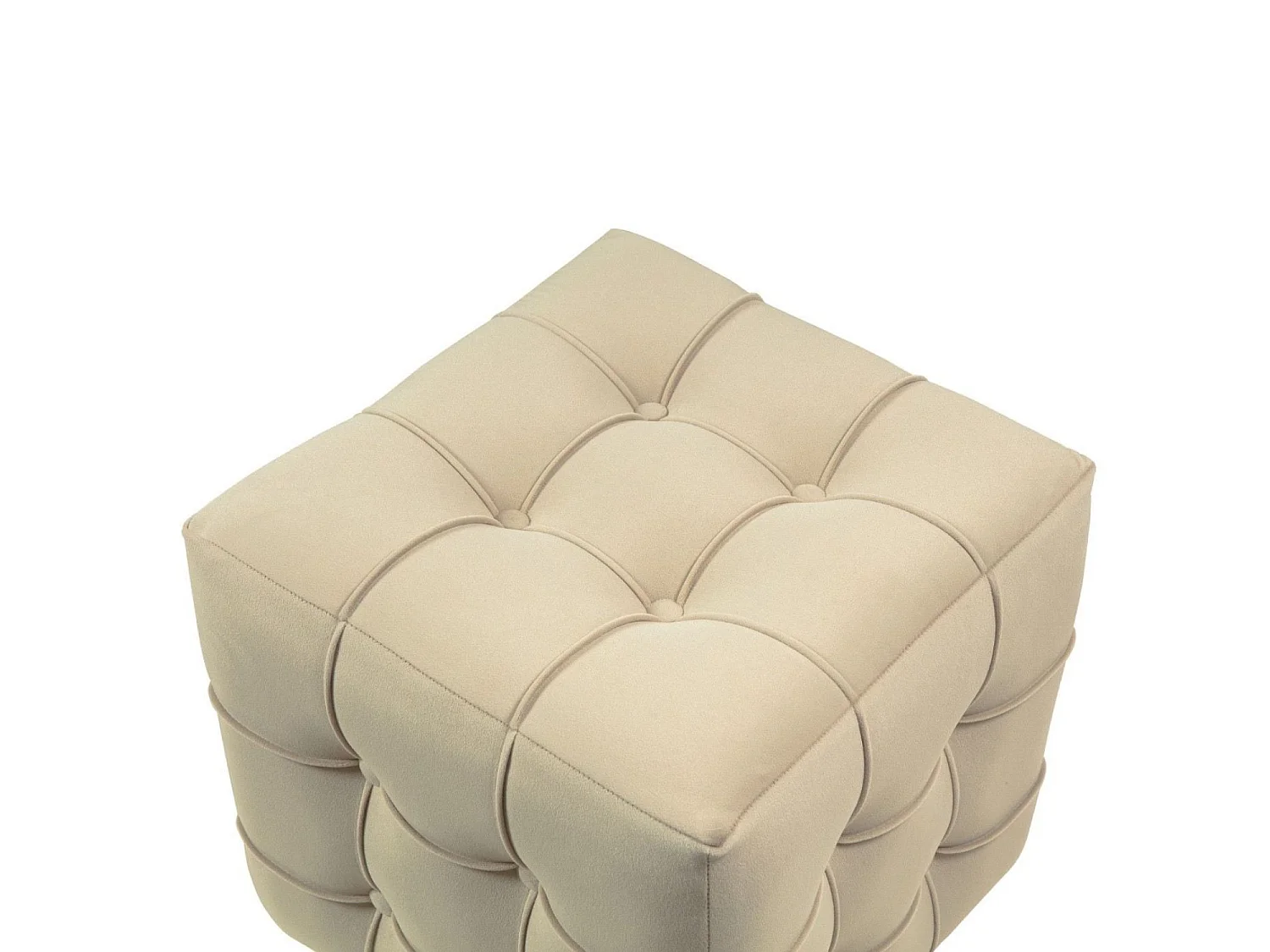 Pouf Élégant en Velours "Lizbon" - Crème - 42 x 42 x 42 cm - Cadre Robuste, Mousse Douce, Facile à Nettoyer