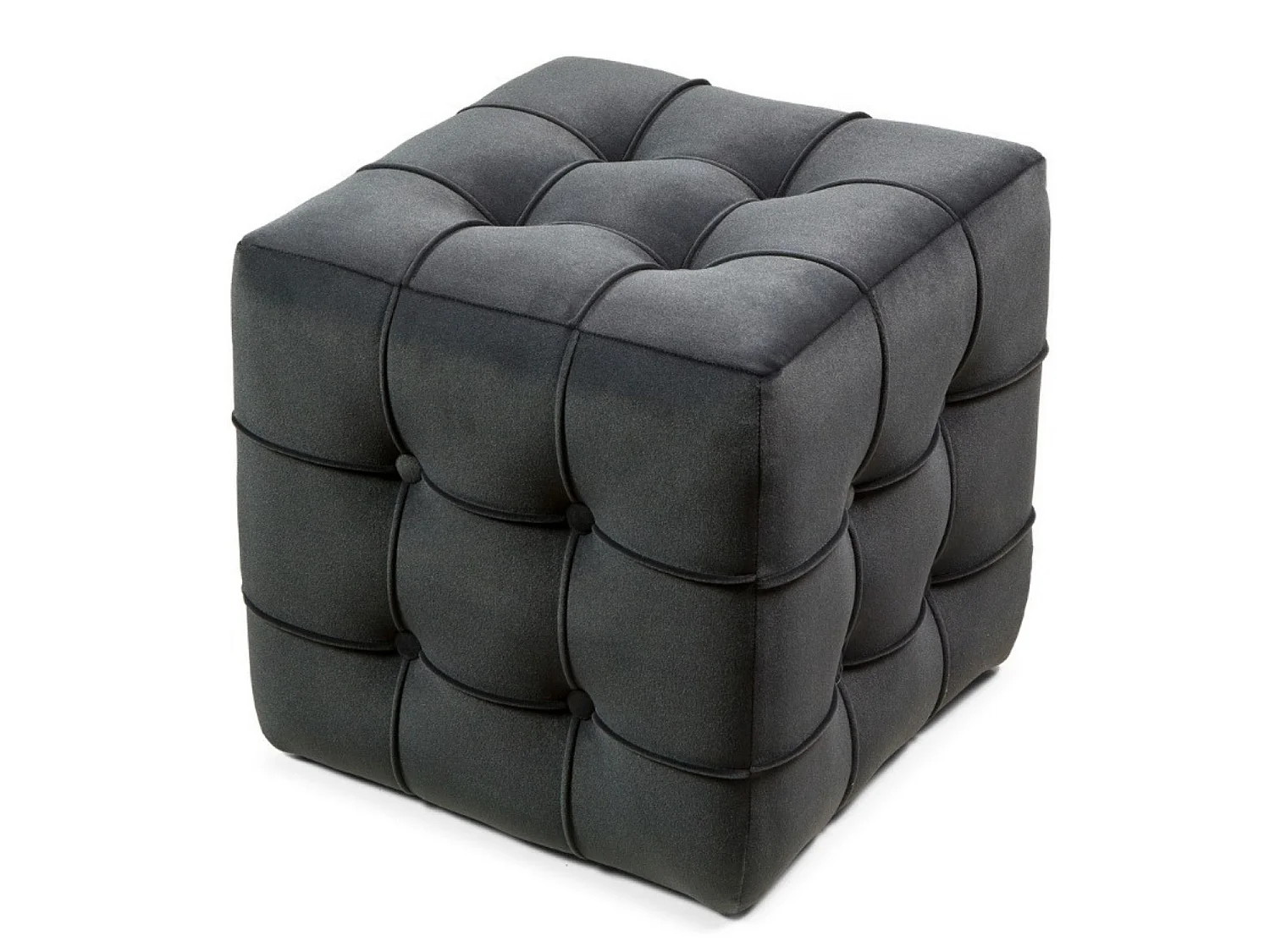 Pouf en velours "Lizbon" - 42 x 42 x 42 cm - Gris