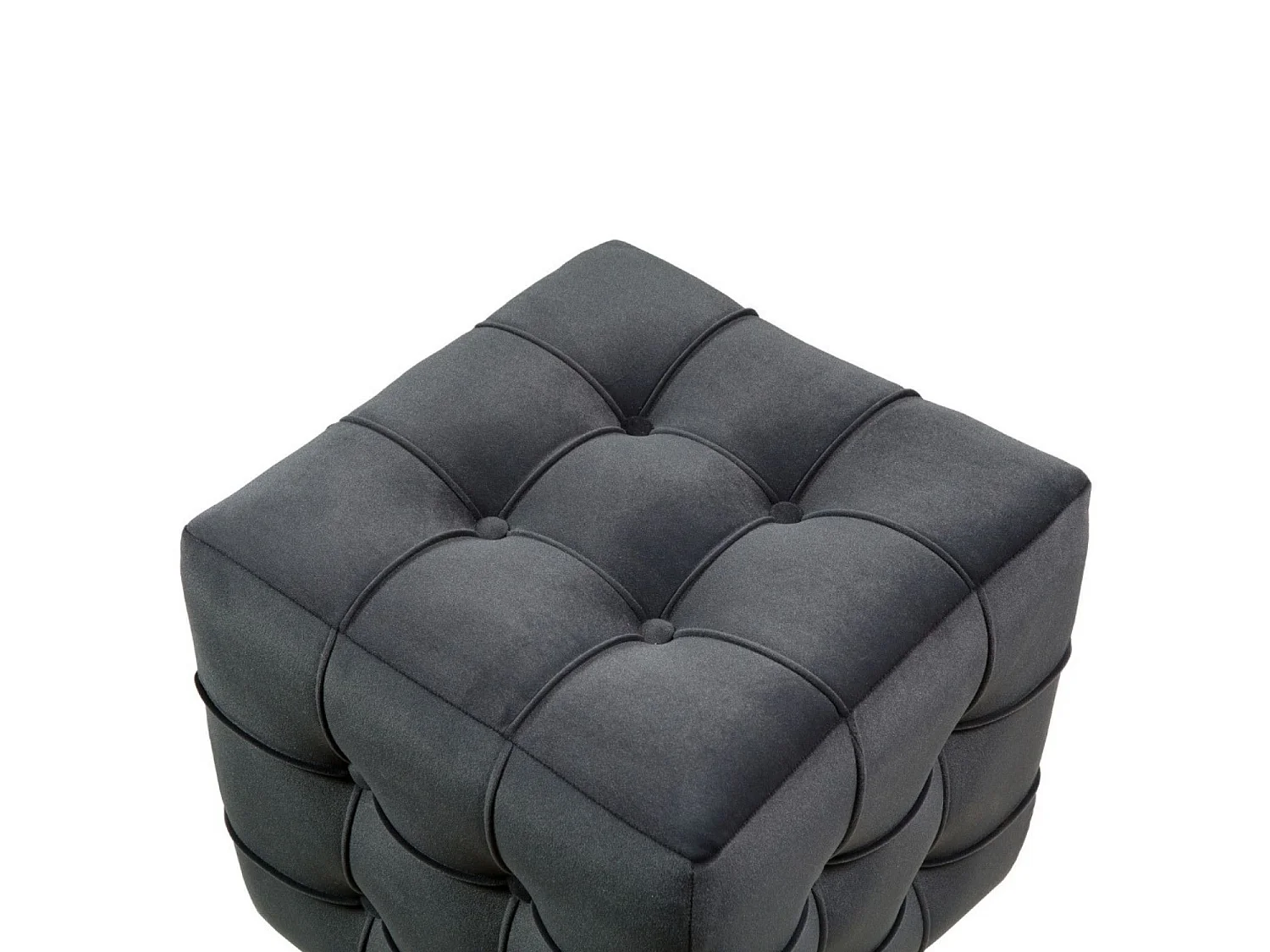 Pouf en velours "Lizbon" - 42 x 42 x 42 cm - Gris