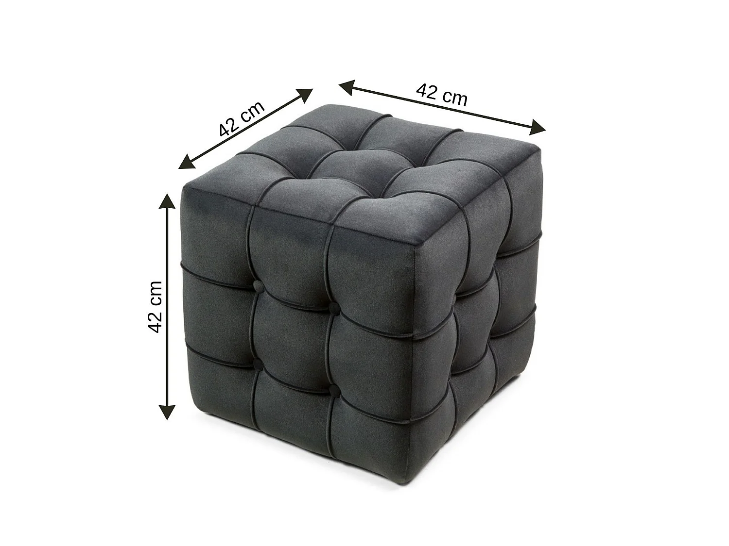 Pouf en velours "Lizbon" - 42 x 42 x 42 cm - Gris