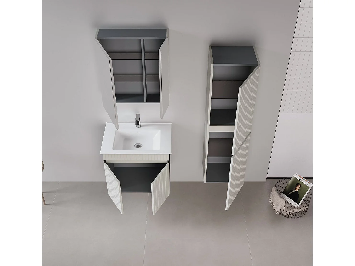 Badezimmerschrank "Tivoli 40" – cm – Matt-Cashmere
