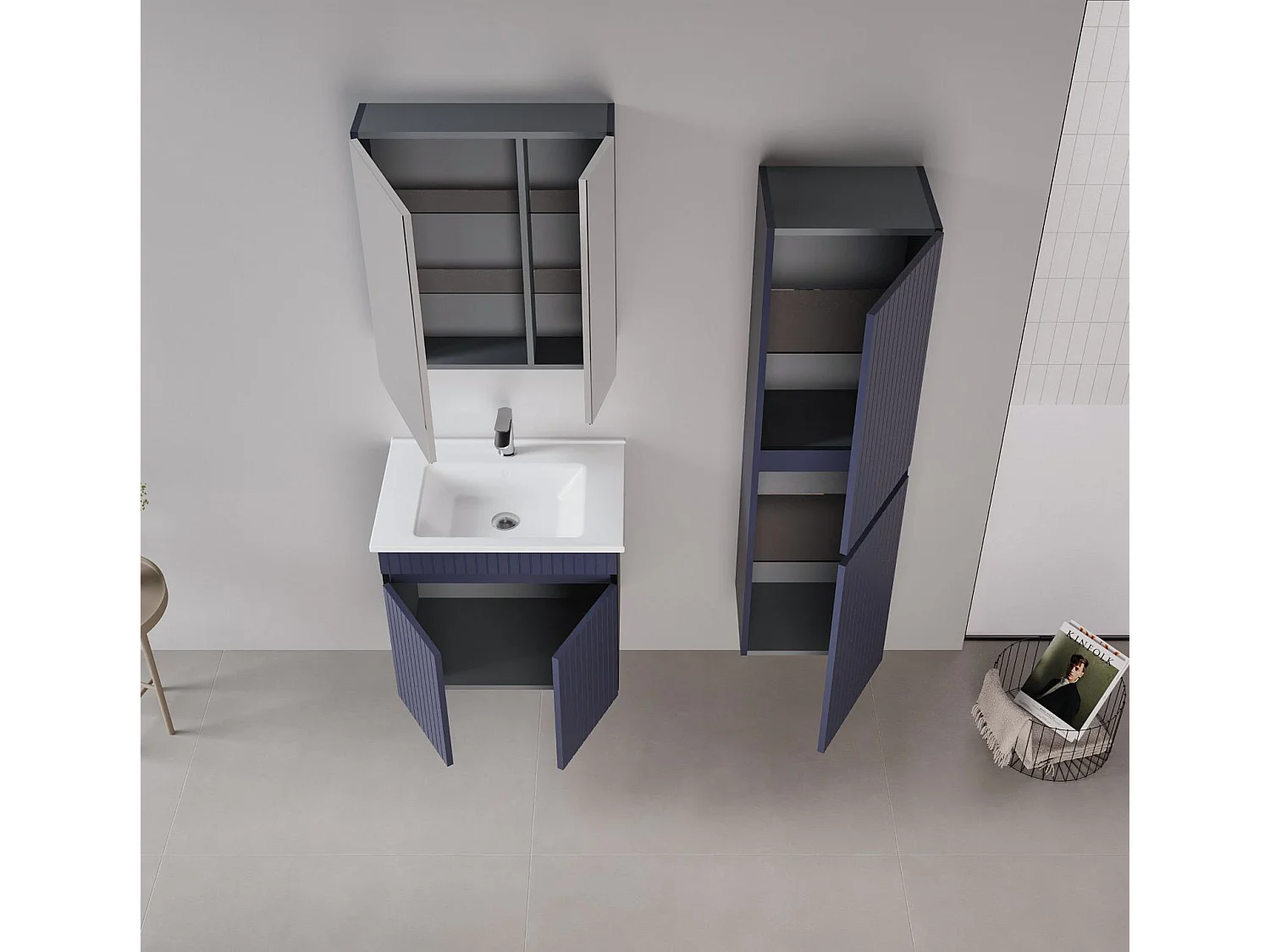 Armoire de Salle de Bain "Tivoli 40" -  cm - Matte Navy Blue