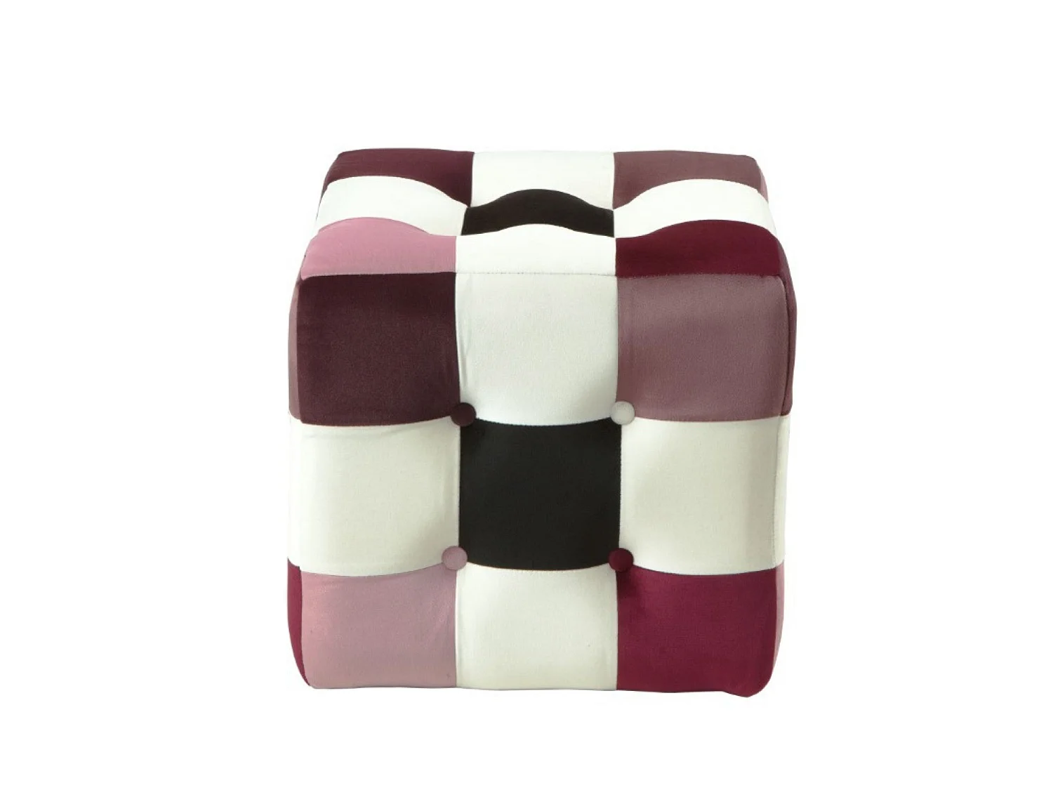 Multicolor Fluweel "Patchwork" Poef - Elegant en Duurzaam - 42 x 42 x 42 cm
