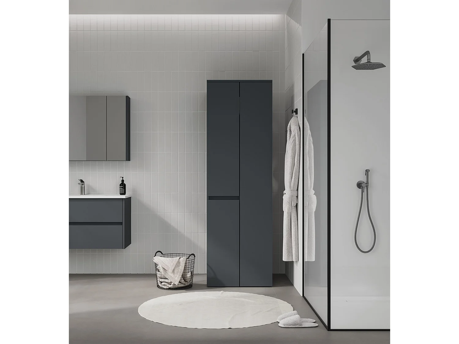 Armoire de Salle de Bain "Solis 60" -  cm - Matte Anthracite