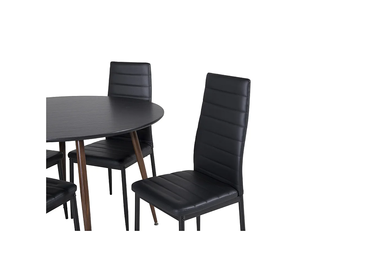 Ensemble Table à Manger & 4 Chaises "Plaza & Slim" 100cm Noir