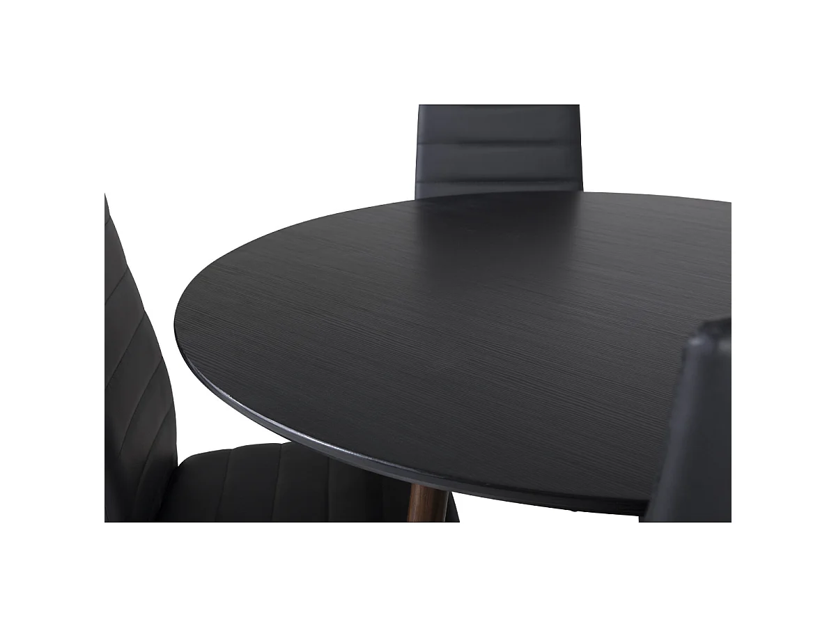 Ensemble Table à Manger & 4 Chaises "Plaza & Slim" 100cm Noir