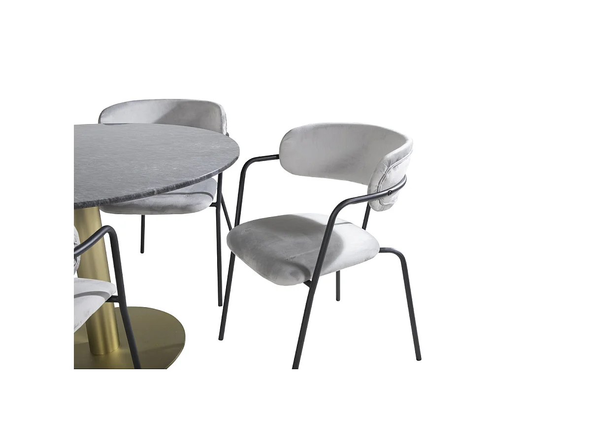 Ensemble Table à Manger & 4 Chaises "Estelle II & Arrow" 106cm Gris Foncé & Gris