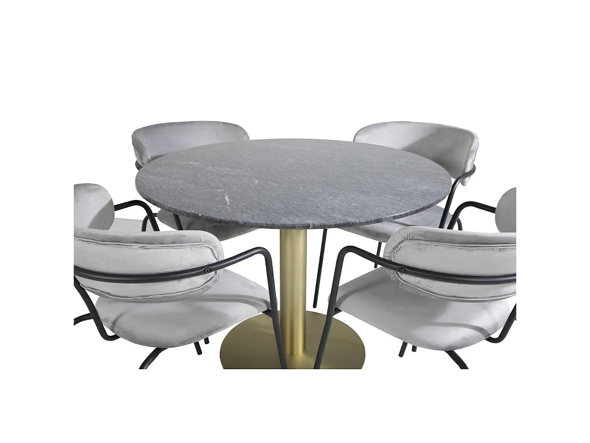 Ensemble Table à Manger & 4 Chaises "Estelle II & Arrow" 106cm Gris Foncé & Gris