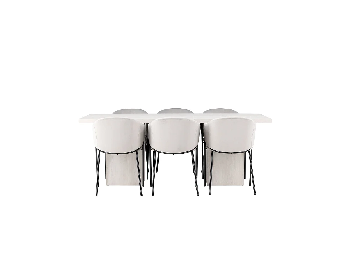 Ensemble Table à Manger & 6 Chaises "Olga & Polar" 200cm Naturel & Gris