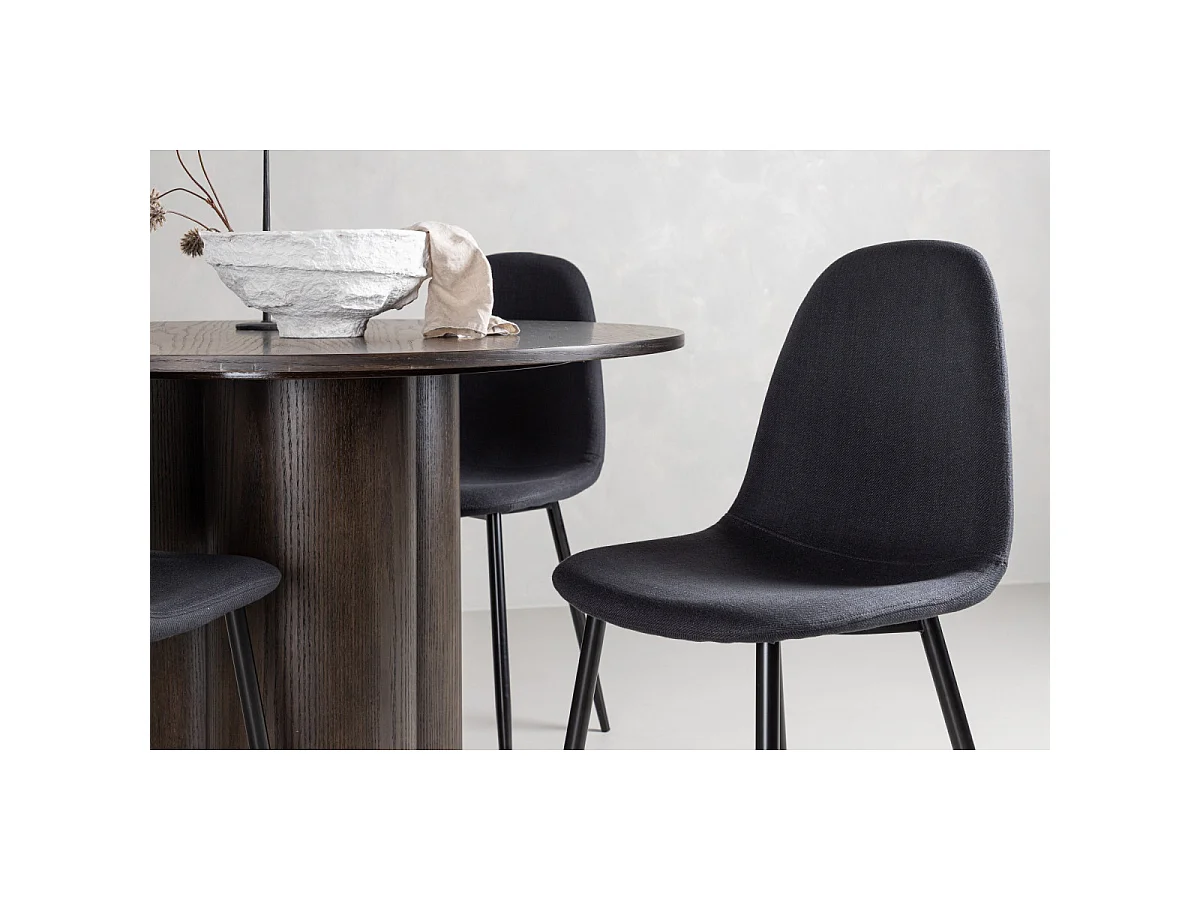 Ensemble Table à Manger & 4 Chaises "Olivia & Polar" 110cm Moka & Noir