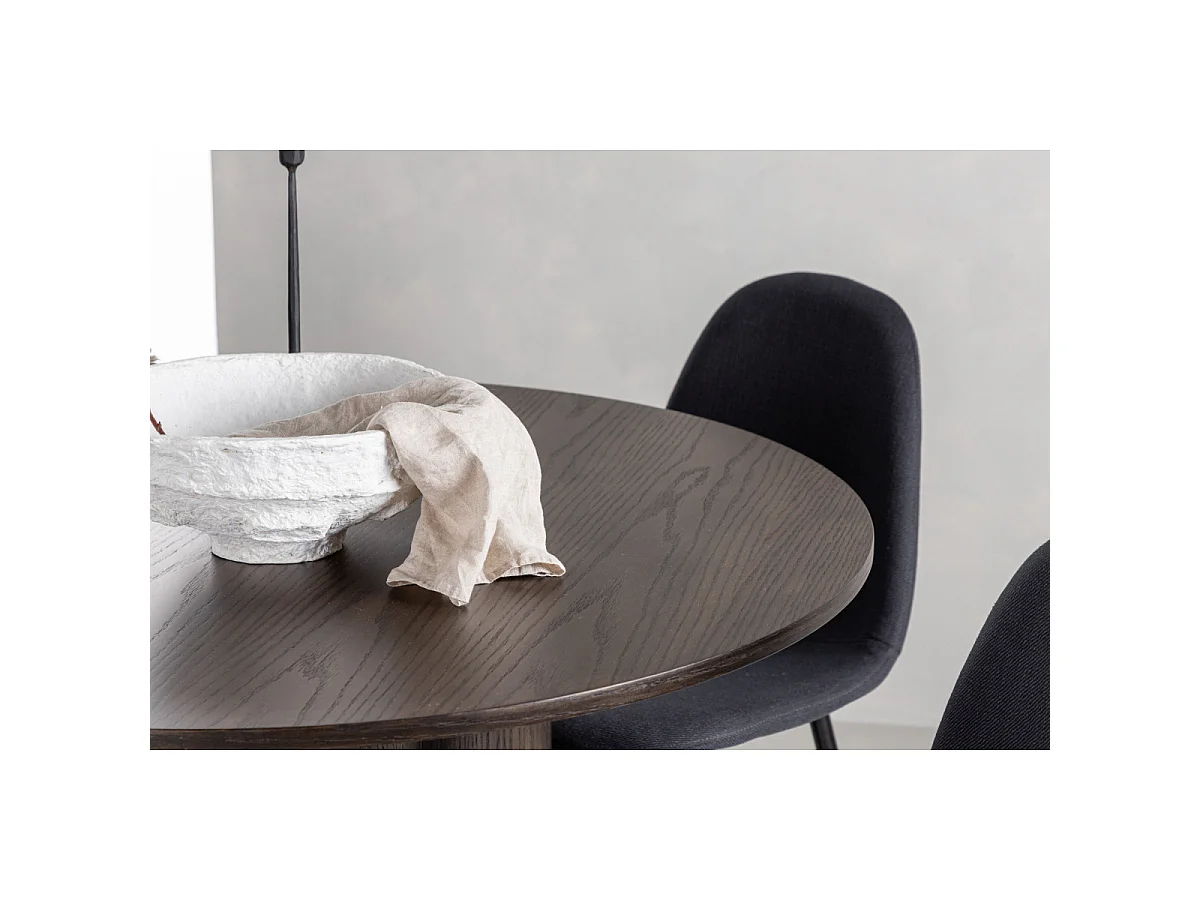 Ensemble Table à Manger & 4 Chaises "Olivia & Polar" 110cm Moka & Noir