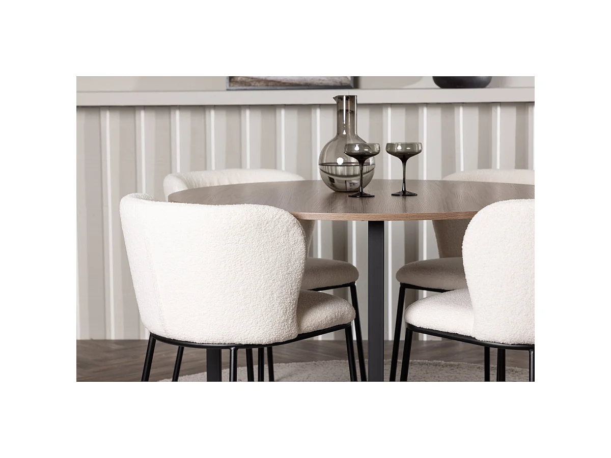 Ensemble Table à Manger & 4 Chaises "Durango & Edina" 120cm Noyer & Blanc