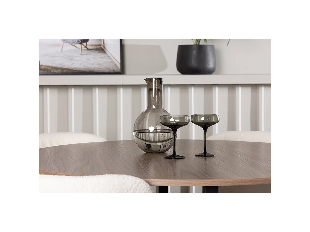 Ensemble Table à Manger & 4 Chaises "Durango & Edina" 120cm Noyer & Blanc