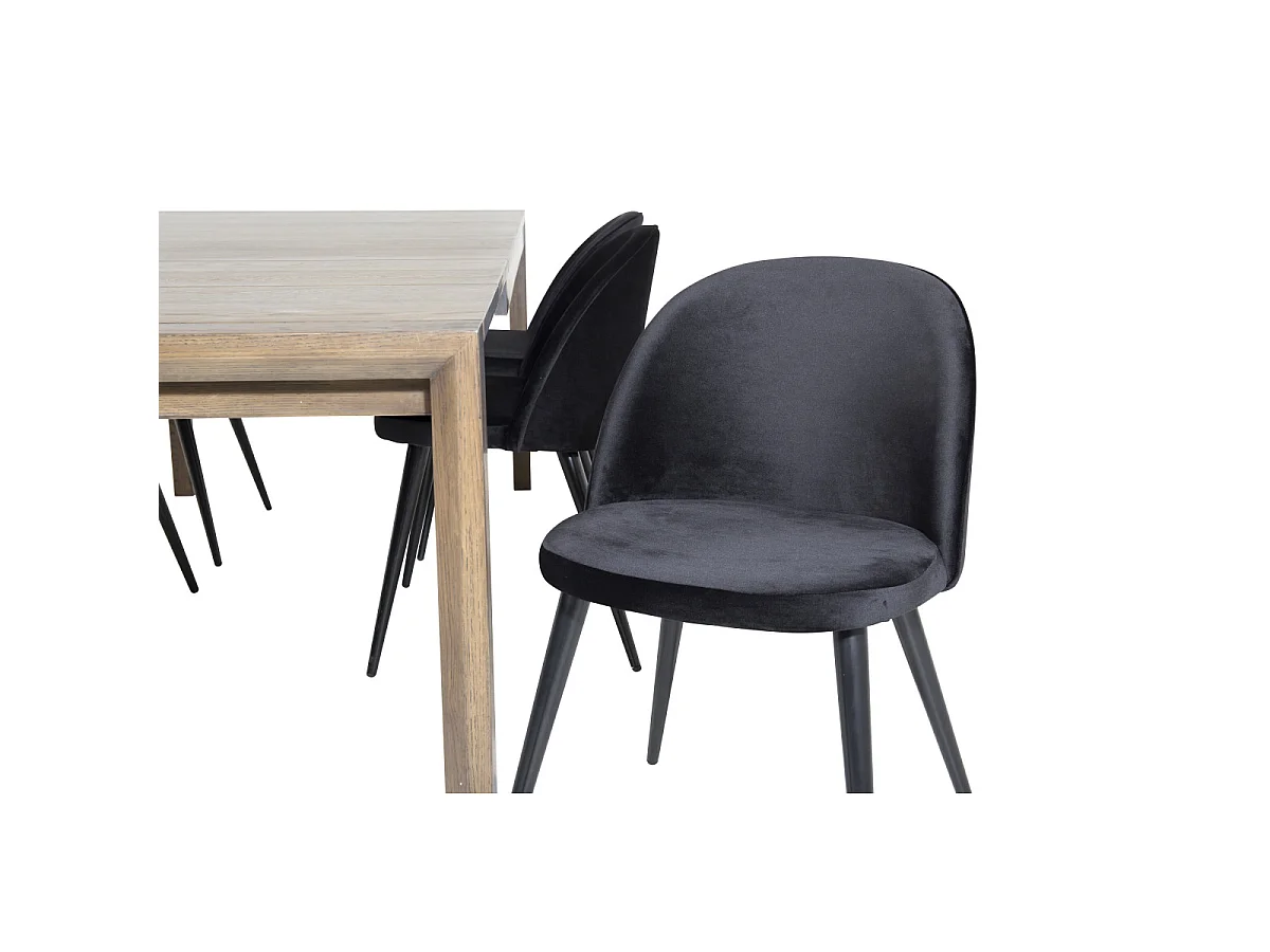 Ensemble Table à Manger Extensible & 6 Chaises "Slider & Velvet" 170-250cm Noir & Marron