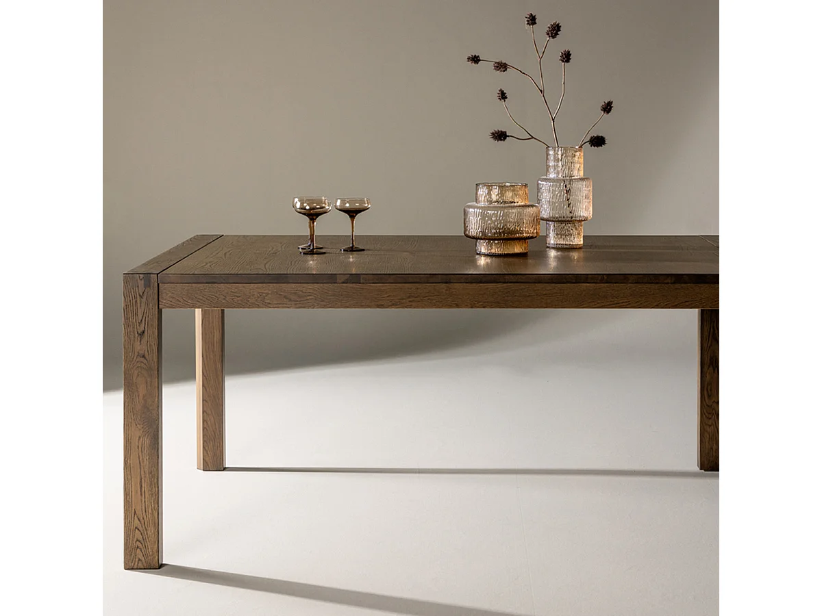 Ensemble Table à Manger Extensible & 6 Chaises "Slider & Velvet" 170-250cm Noir & Marron