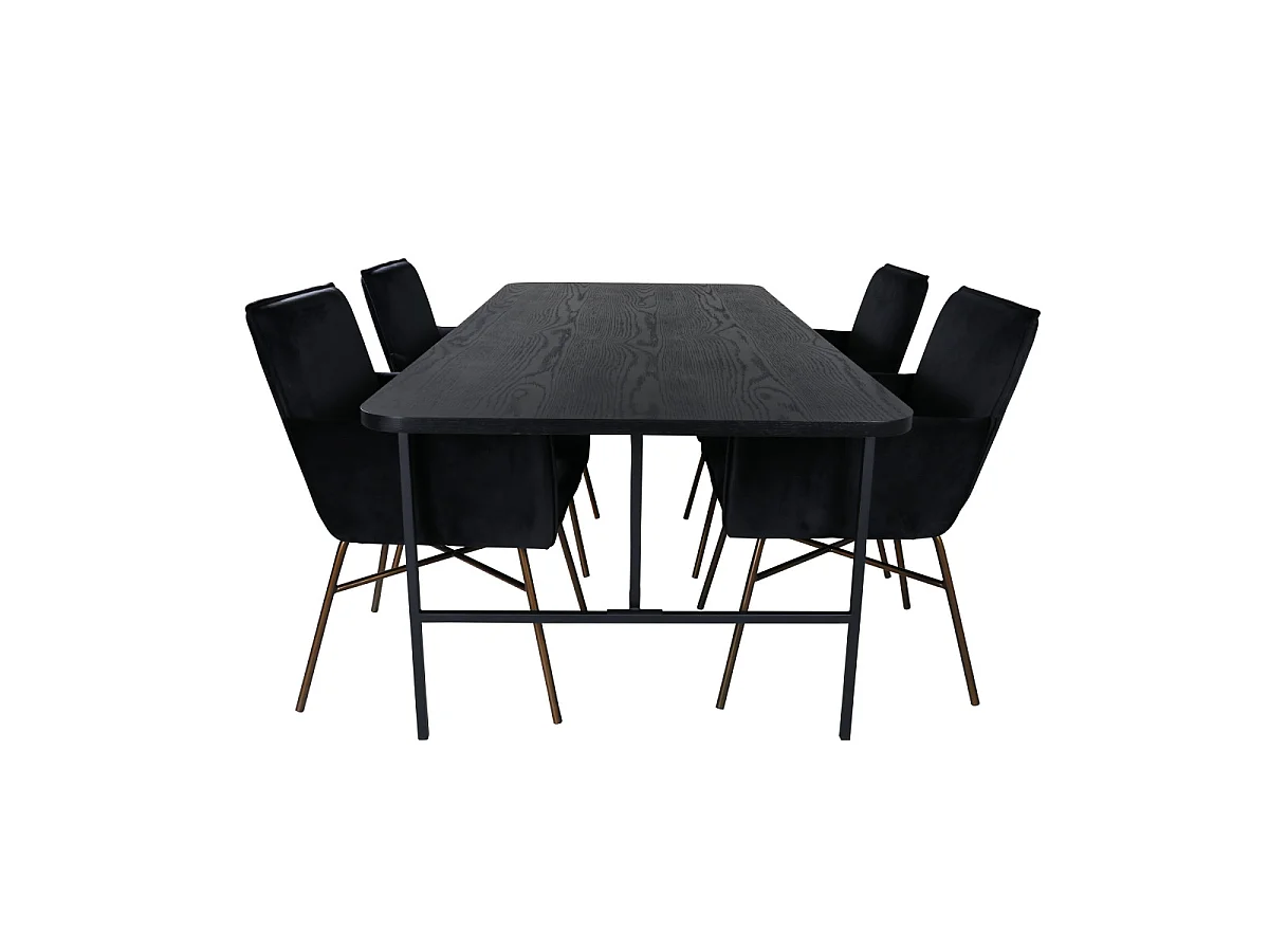 Ensemble Table à Manger & 4 Chaises "Uno & Petra" 200cm Noir