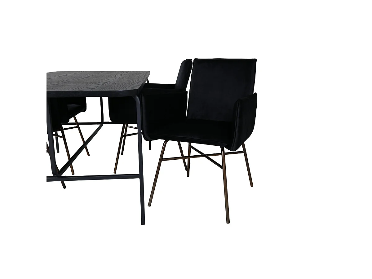 Ensemble Table à Manger & 4 Chaises "Uno & Petra" 200cm Noir