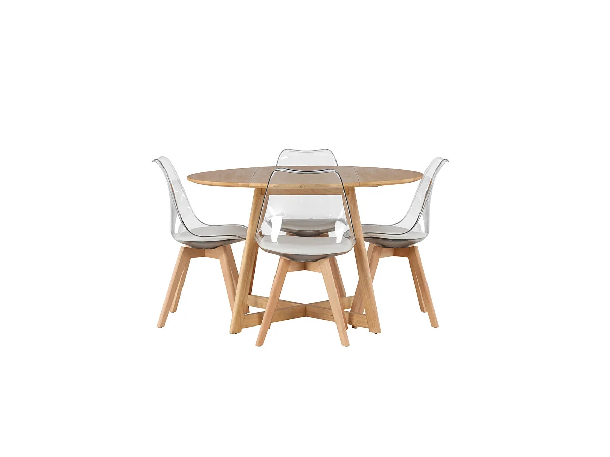 Ensemble Table à Manger & 4 Chaises "Yakidon & Edvin" 120cm Marron & Naturel