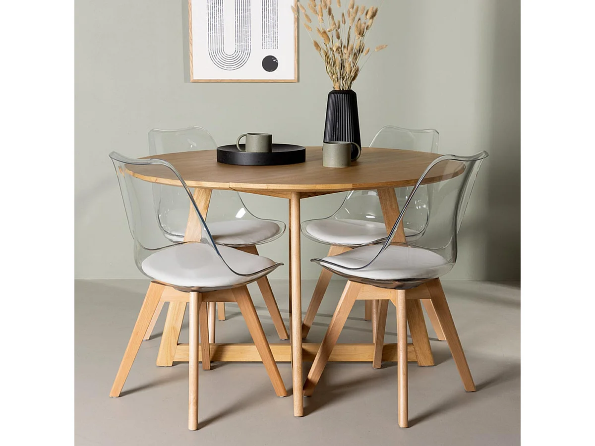 Ensemble Table à Manger & 4 Chaises "Yakidon & Edvin" 120cm Marron & Naturel
