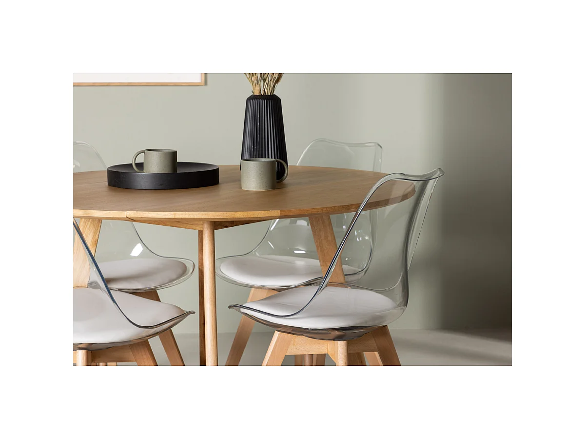 Ensemble Table à Manger & 4 Chaises "Yakidon & Edvin" 120cm Marron & Naturel
