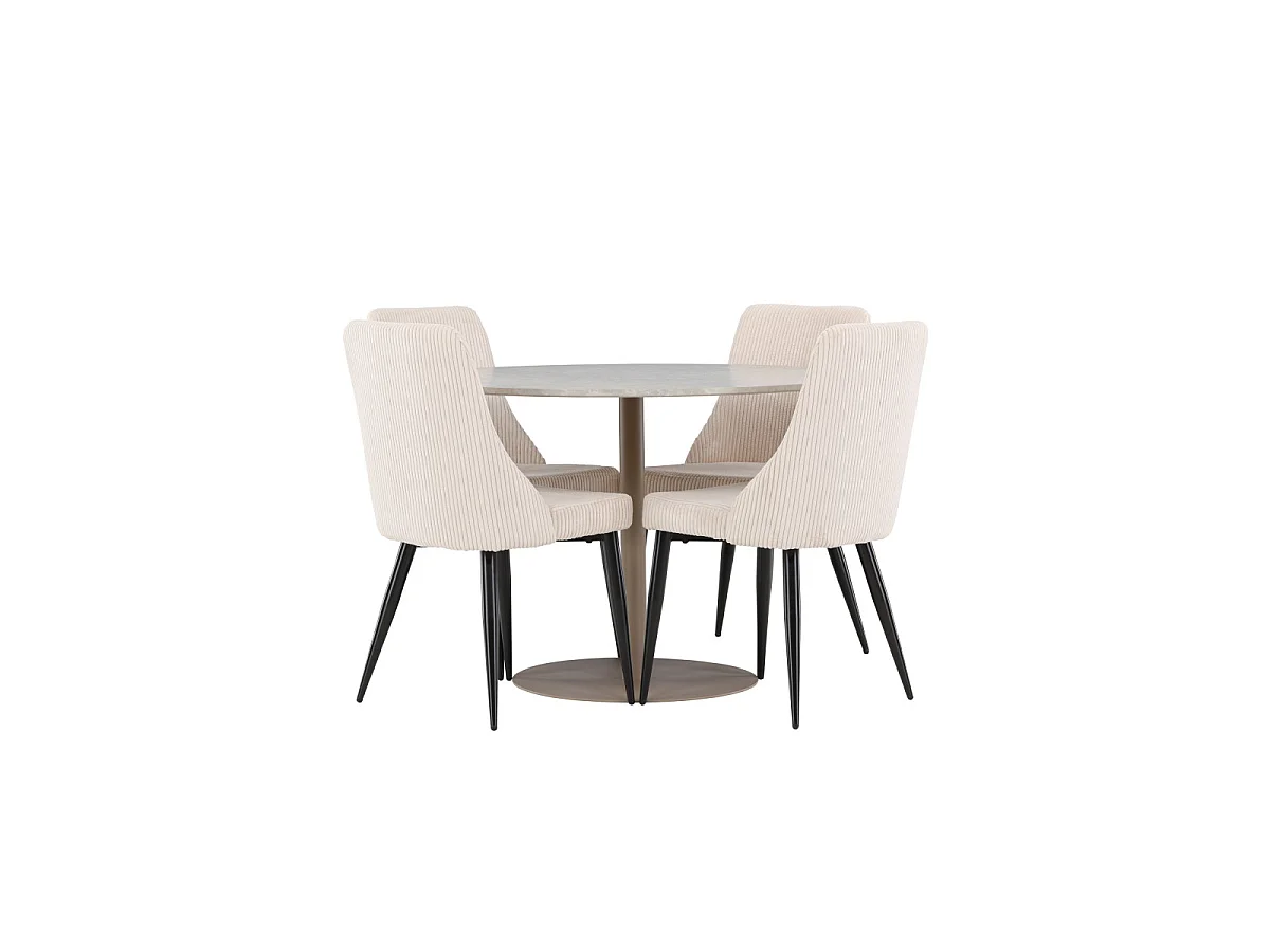 Ensemble Table à Manger & 4 Chaises "Lycke & Leone" 110cm Beige
